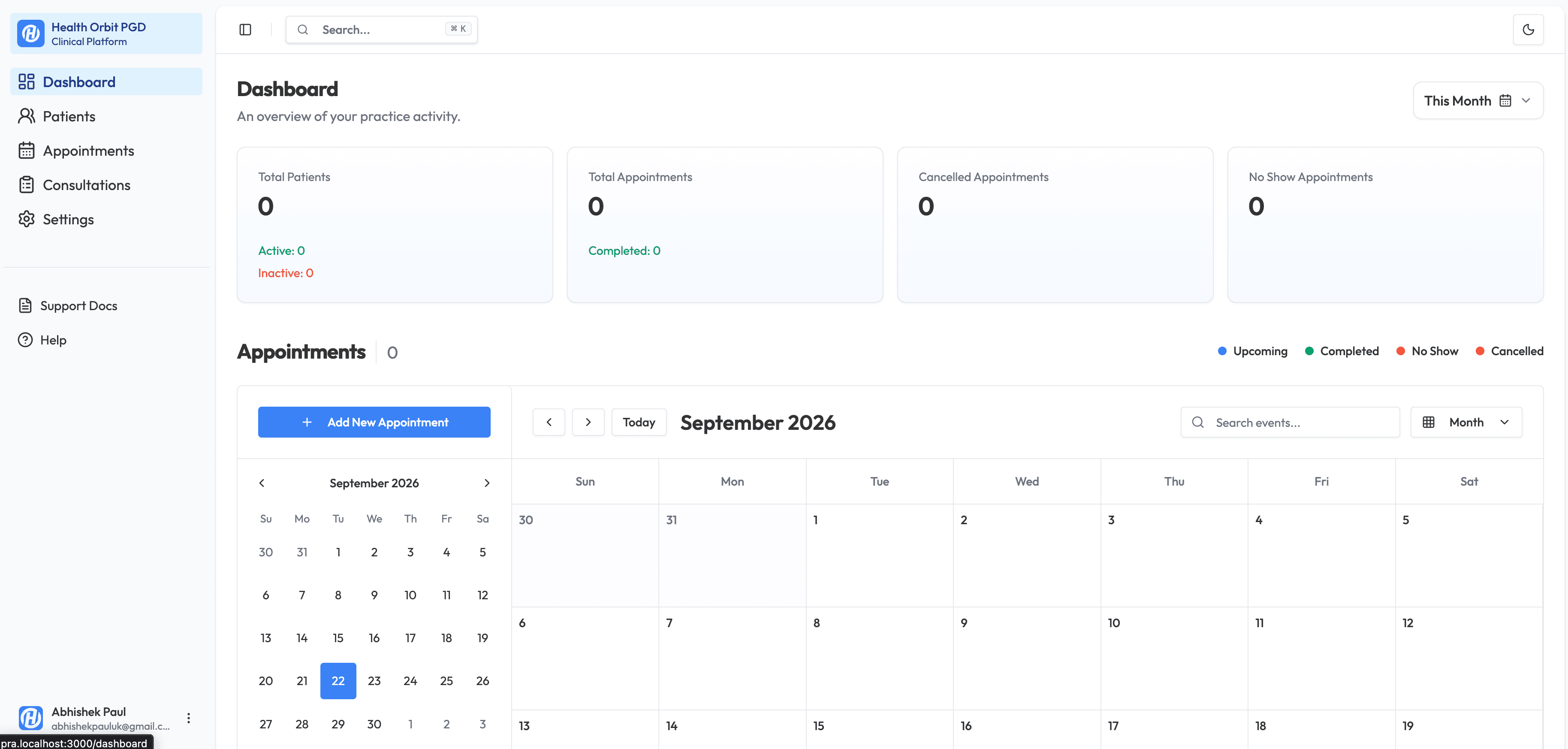Health Orbit PGD dashboard preview in light mode